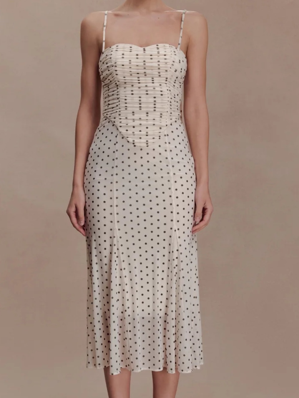 Meshki Ivory Strapless Polka Dot Slip Dress